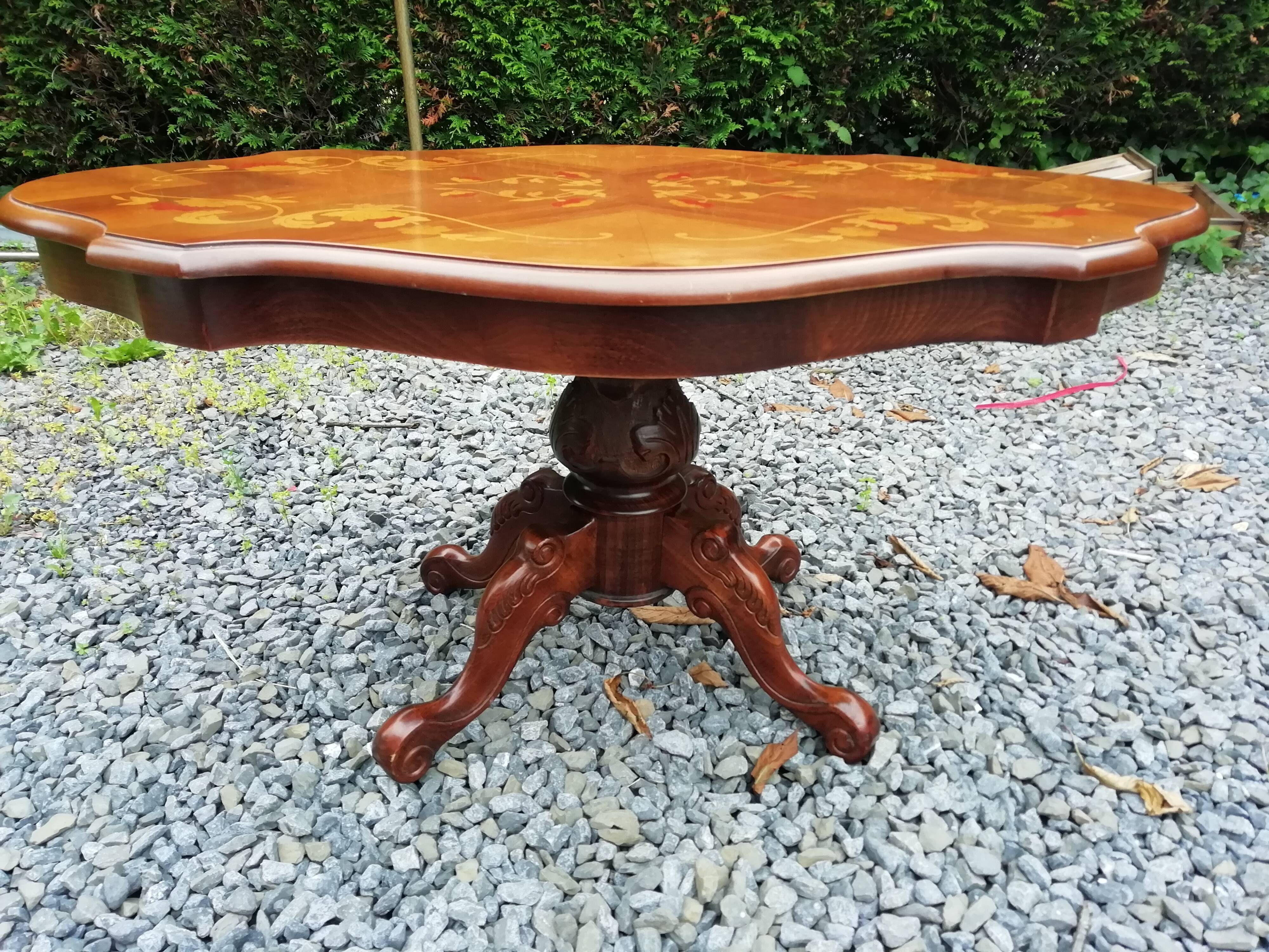 Coffee table with marquetry top
