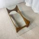 Sculptural coffee table in mahogany and glass – Europe, 1970s