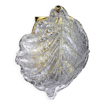 Mid-century leaf wall sconce, frosted Murano glass, circa 1960s