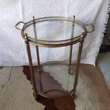 Brass rolling trolley with removable tray