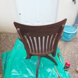 American armchair solid oak and swivel and tilting leather early twentieth fully restored