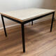 Table italienne en laiton travertin et acier ou table basse, années 1960