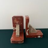 Pair of Art Deco Red Marble Bookends