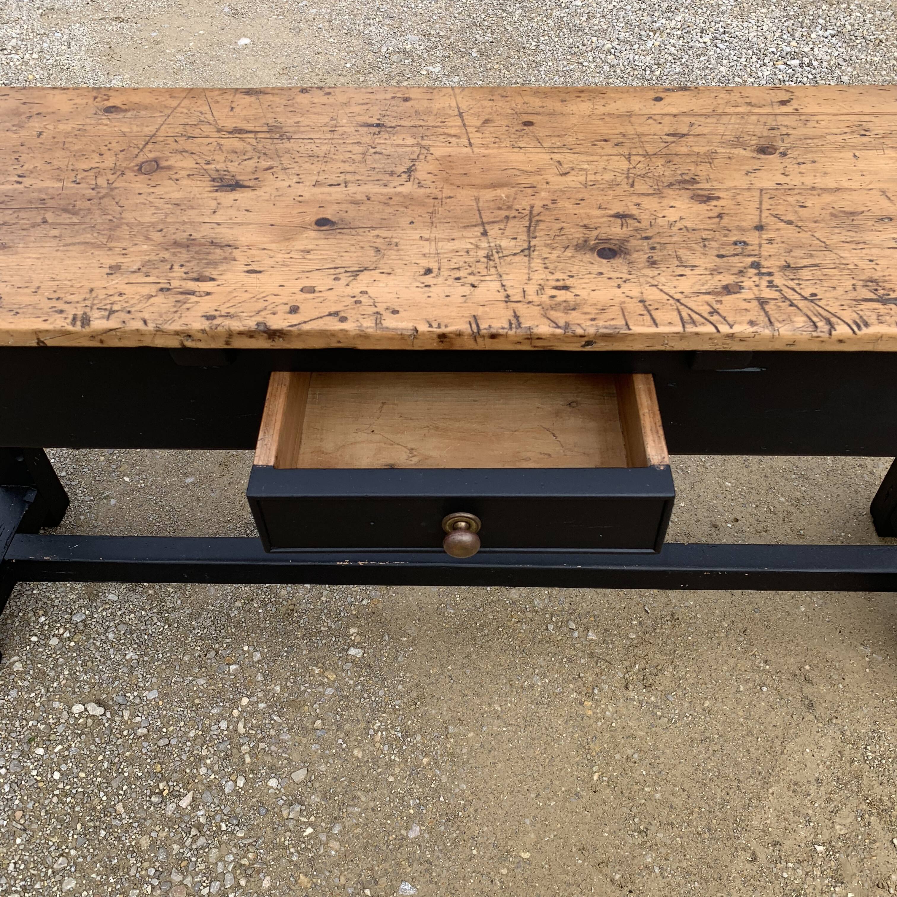 Old black wooden console