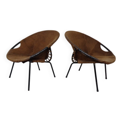 Set of Vintage Suede Lounge Chairs from Lusch, Germany, 1960s