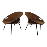 Set of vintage suede lounge chairs from Lusch, Germany, 1960s.