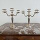 Candlesticks, silver-plated metal, Maison Christofle, pair of candelabras, 3 lights