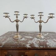 Candlesticks, silver-plated metal, Maison Christofle, pair of candelabras, 3 lights