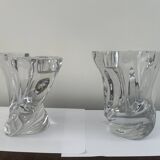 pair of crystal candlesticks signed Schneider 1970