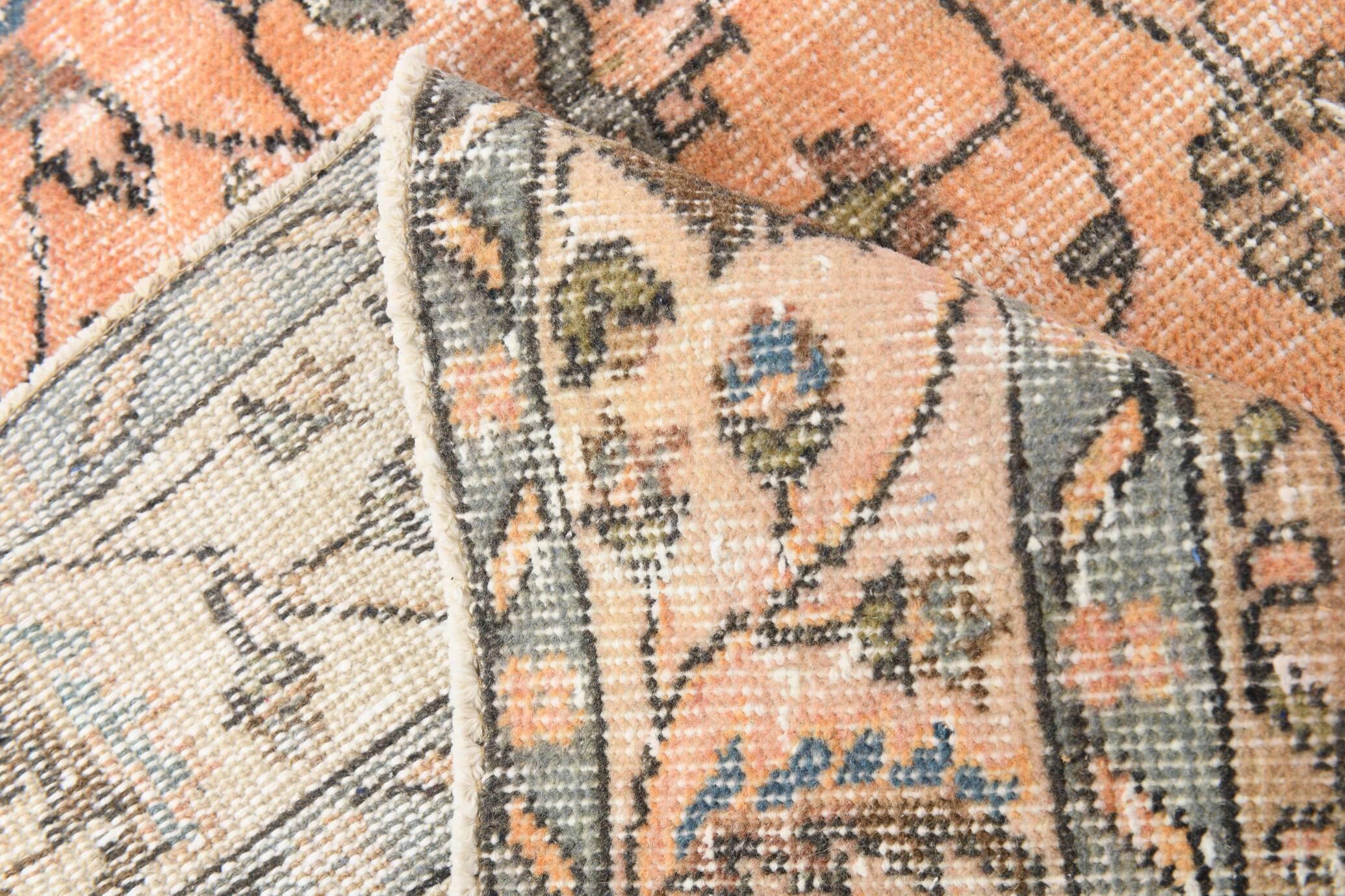 7x10 Soft Pastel Orange Handmade Floral Turkish Vintage Rug