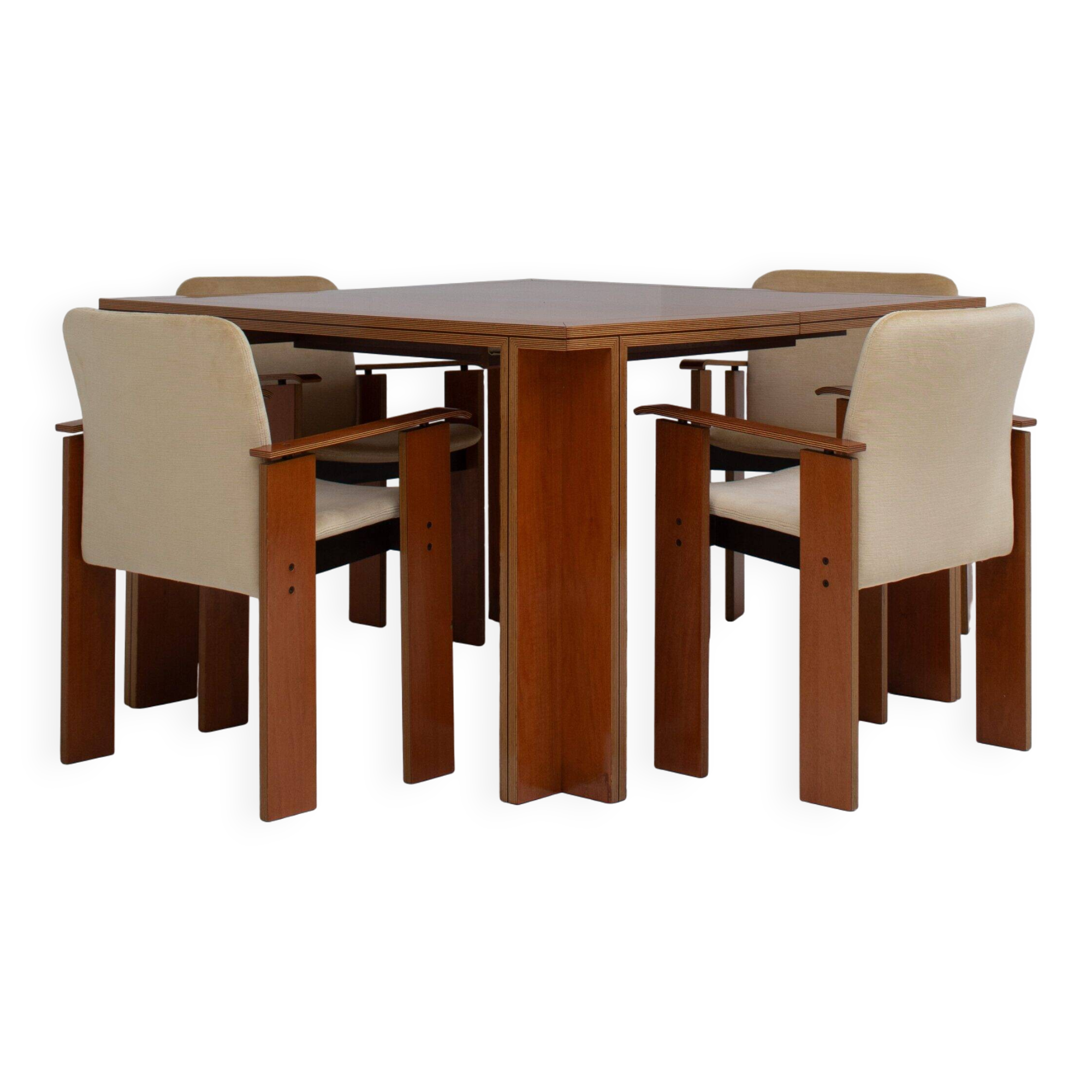 Vintage dining table set with armchairs
