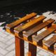 Ancienne table console de ferme en bois massif
