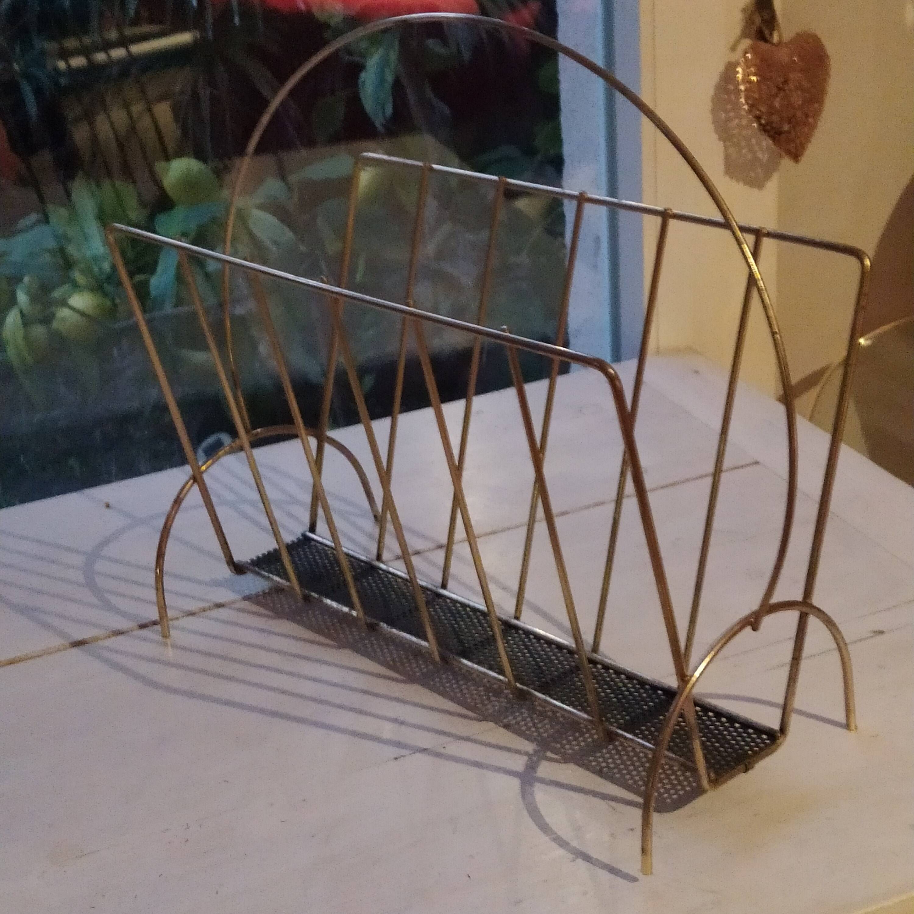 vintage metal magazine rack 1950