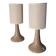 pair of taupe ceramic bedside lamps with linen lampshade 37x15