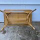 Vintage 80s extendable oak veneer rattan table