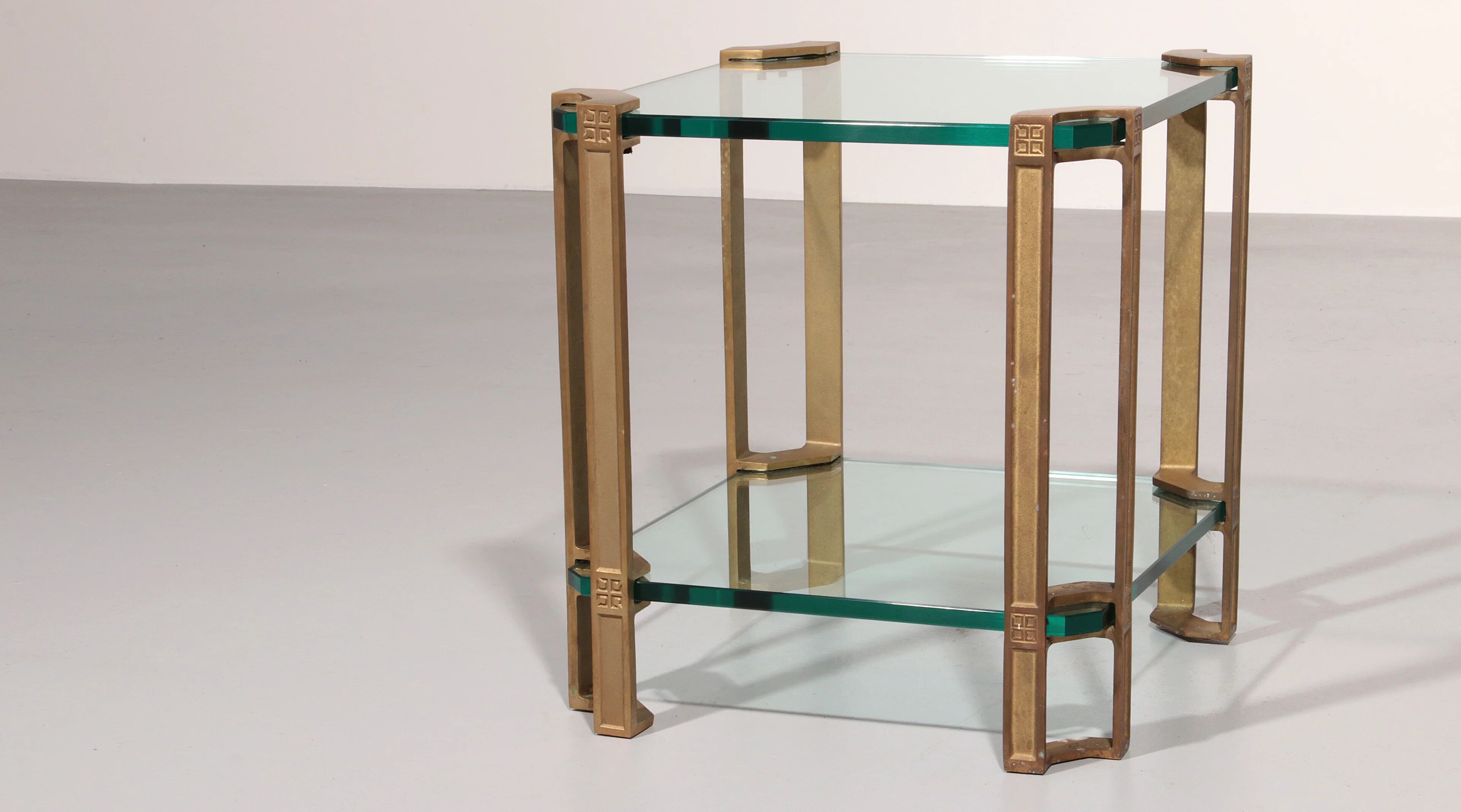 Peter Ghyczy T24 side or coffee table double glass 70s design 40x40x45