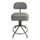 Title Vintage adjustable workshop chair – patinated metal & grey faux leather