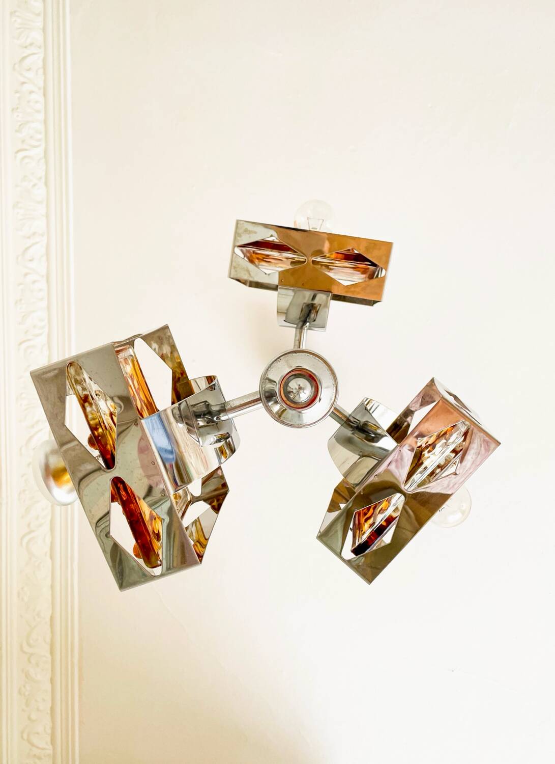 Suspension vintage en verre de Murano par Mazzega – années 70 – verre