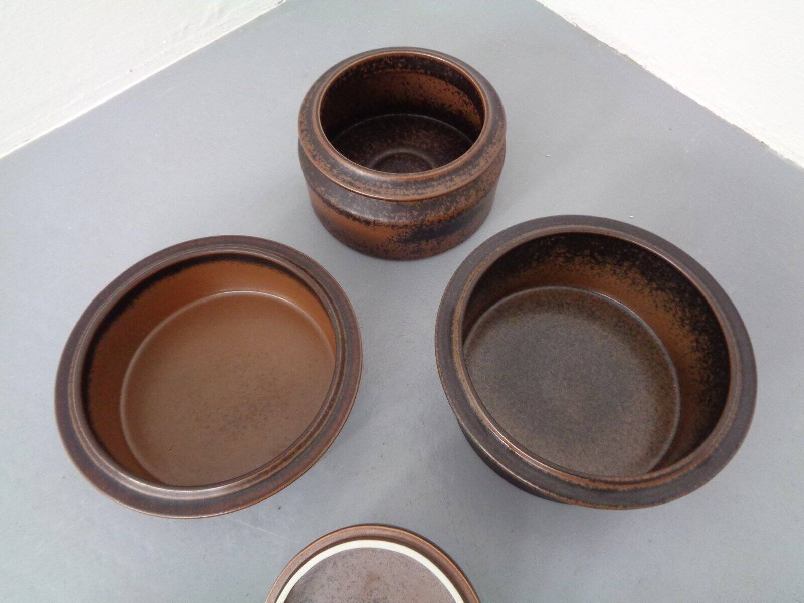 Finnish Ruska Soup Bowls with Lids by Ulla Procope for Arabia, Set of 3, 1960s, Set of 3