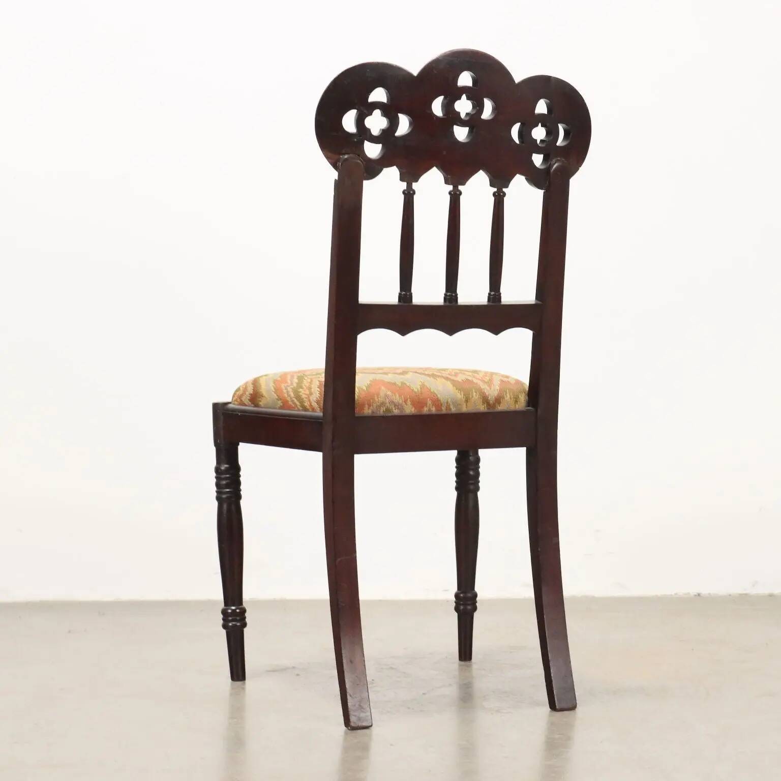 Antique neo-Gothic mahogany chairs, Italy, 19th century