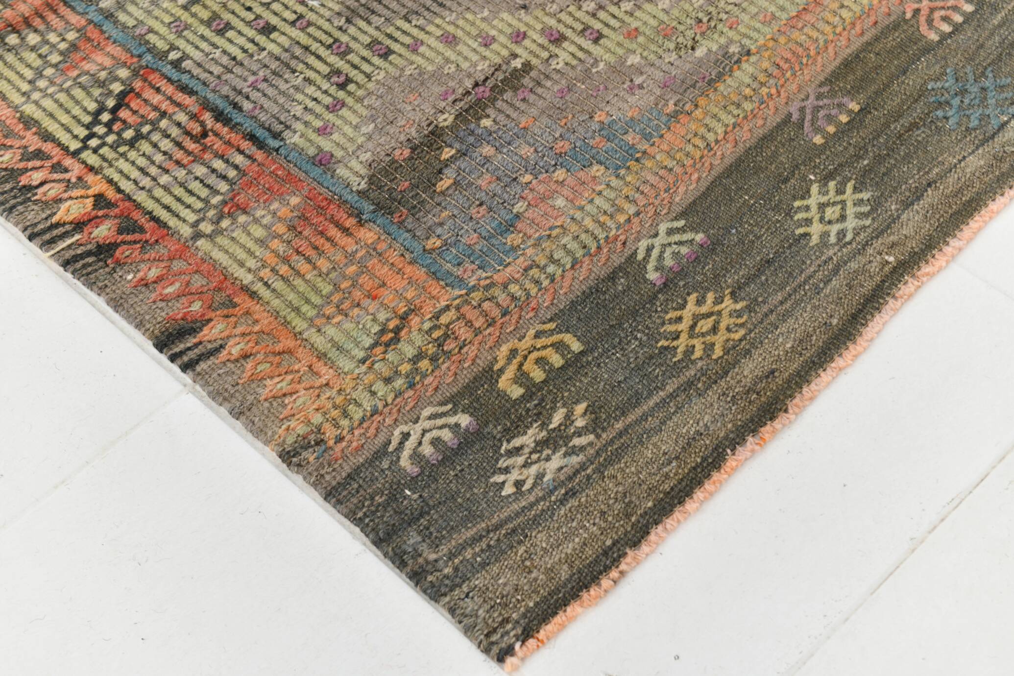 7x10 Blue Geometric Style Orientel Kilim Rug,
