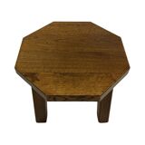 Tables d'appoint hexagonales brutalistes en chêne, années 1950, lot de 3
