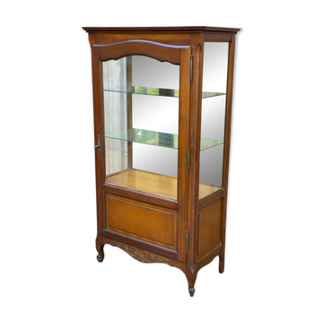 Vitrine argentier style Louis XV en merisier fond miroir & étagères Verre 8