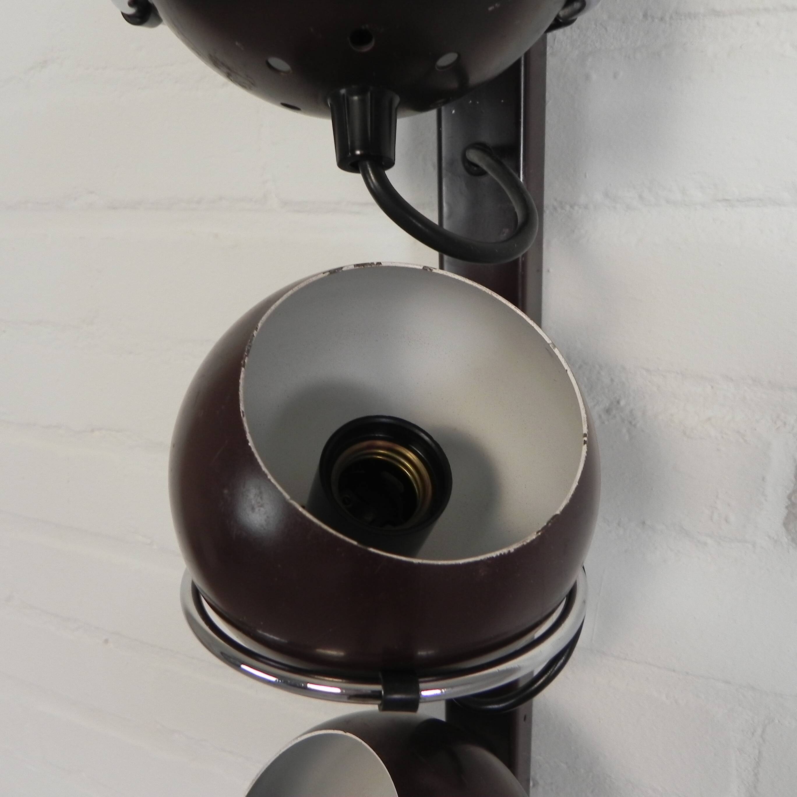 Gepo wall lamp with 3 globes, 1960s