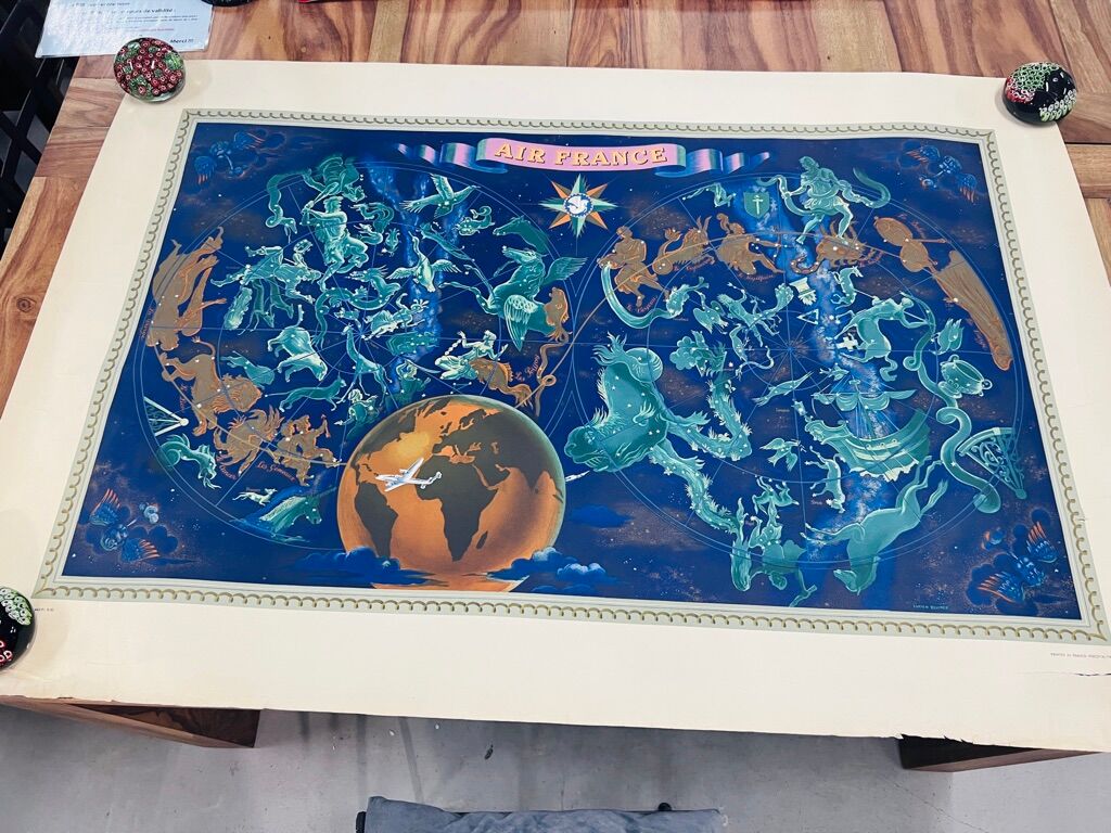 Vintage poster Air France Planisphere by Lucien Boucher
