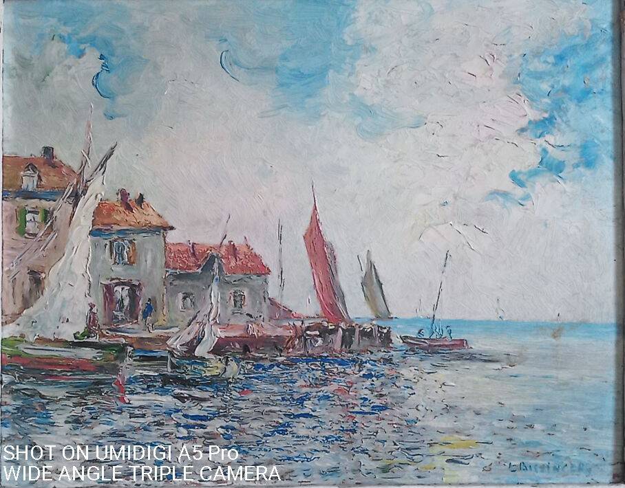 Louis Bessinger (1899-1978) - Oil on panel - view of a port - 48 x 37 cm