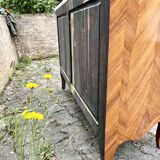 Louis XV style commode in marquetry, 20th century.