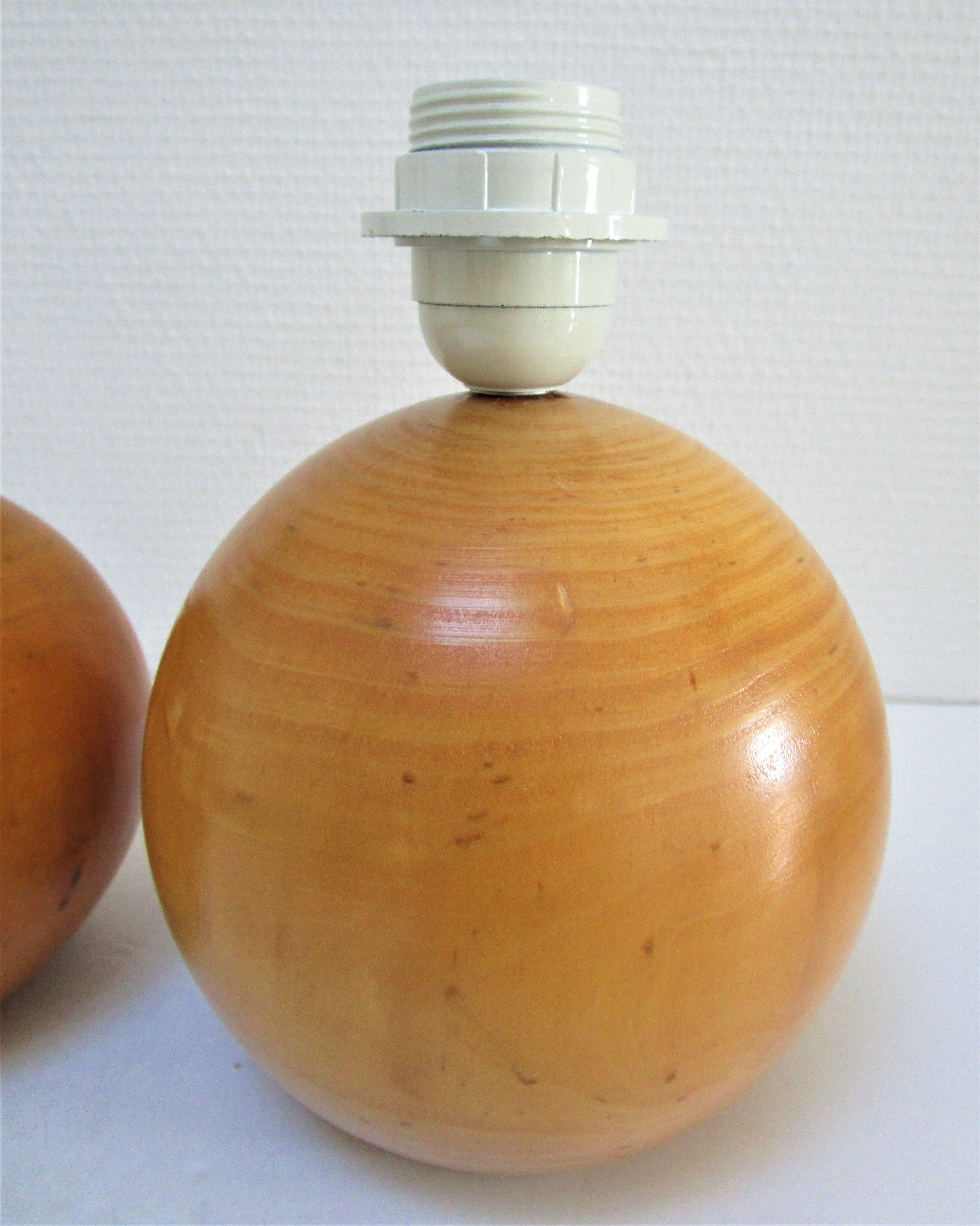 Two lamps balls solid wood By IMT italy vintage