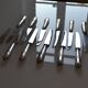 12 silver metal table knives 25.5 cm