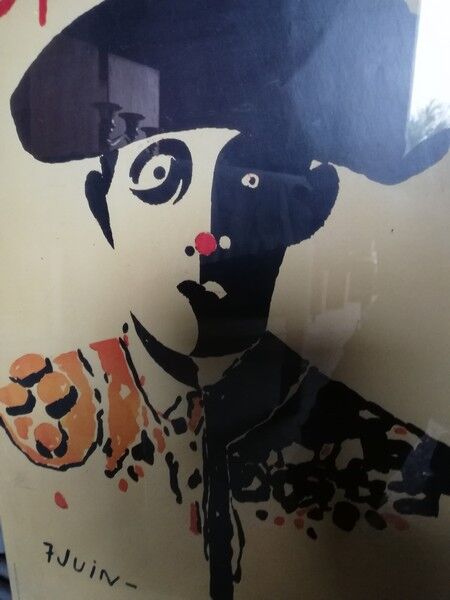 Poster Eduardo Arroyo feria Nimes 1984 under glass