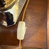 Beautiful ceramic base lamp with a golden metal shade.