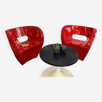 Set of 2 red Little Albert armchairs by Ron Arad for Moroso