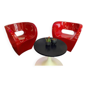 Set of 2 red Little Albert armchairs by Ron Arad for Moroso