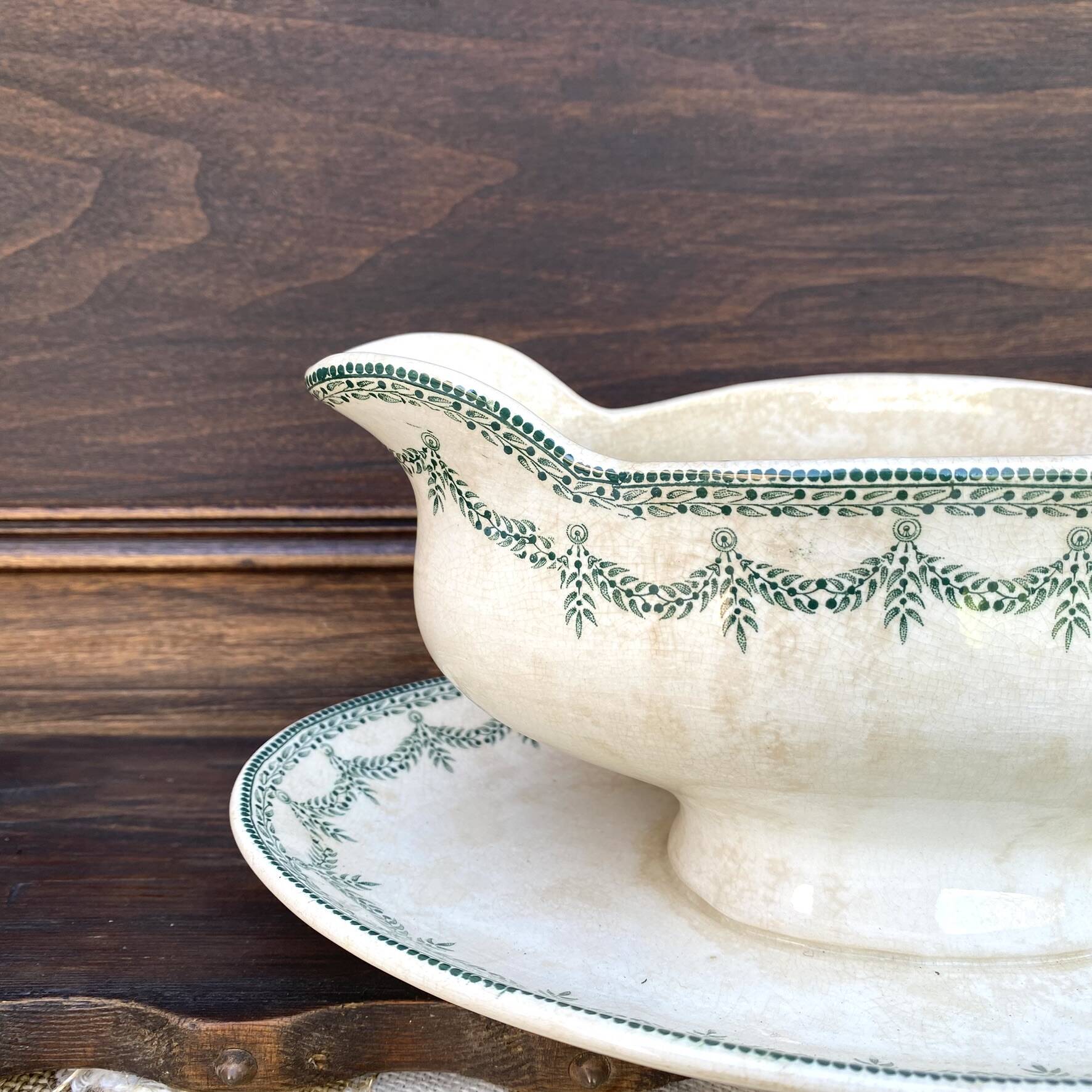 Ironstone sauce boat Boch Frères La Louvière model Ney