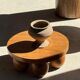 Petrified wood catchall or dish in light grey with rings D27x25 -3320