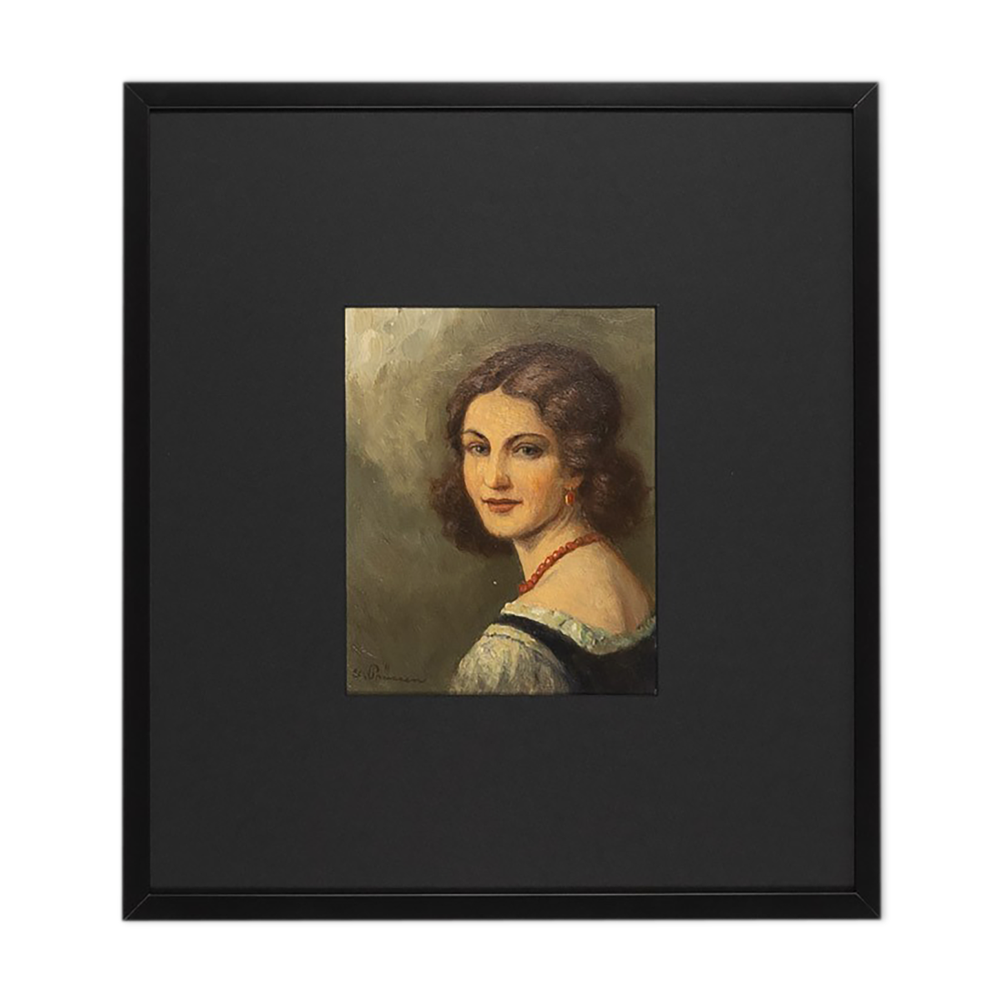 Portrait of a Woman from the 1920s, Oil on Plate, 55 x 60 cm