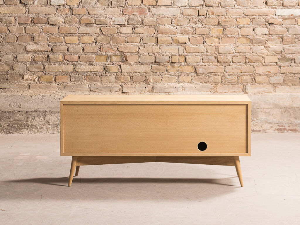 TV stand in oak latte with 2 storage spaces