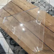 Triangular plexiglass coffee table end table Altuglas David Lange 70