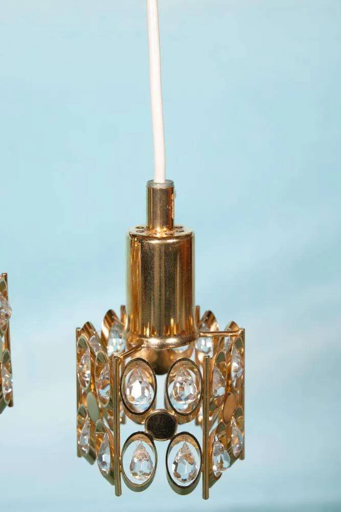 Vintage Palwa suspensions in brass & crystal