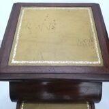 Old stepladder or English mahogany library foot walk