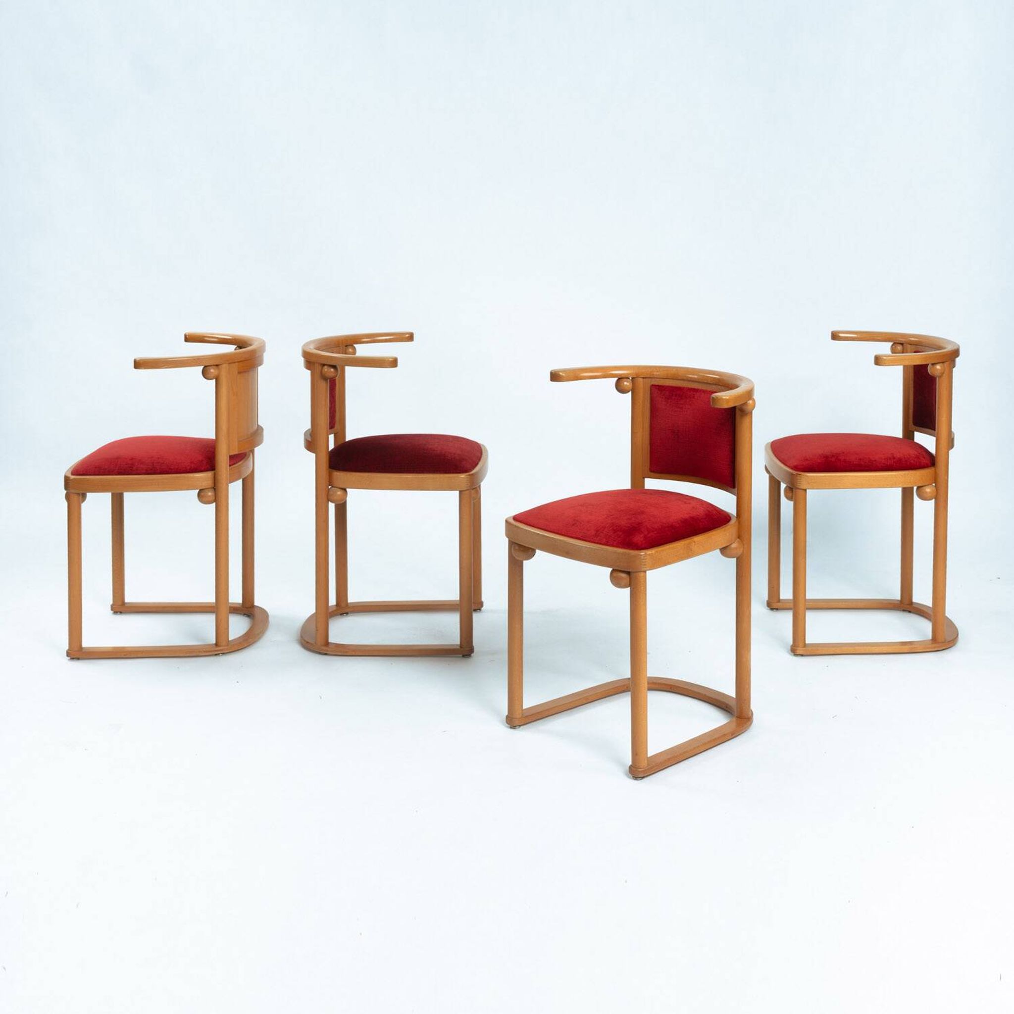 Art Nouveau Dining Chairs by Josef Hoffmann Fledermaus, Austria, 1900s, Set of 4
