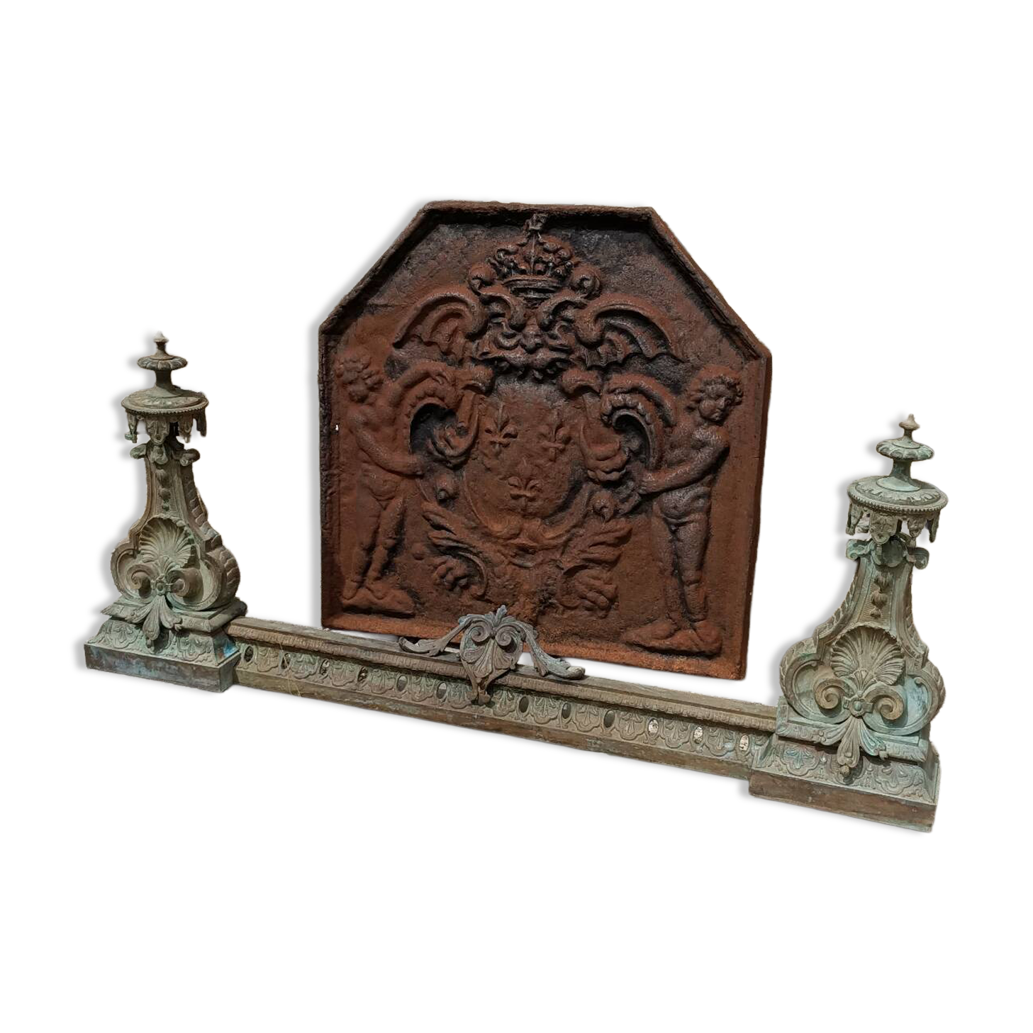 Large Front Fireplace Bronze 49cm 11kg - Marked DB 539 - Bar 113cm
