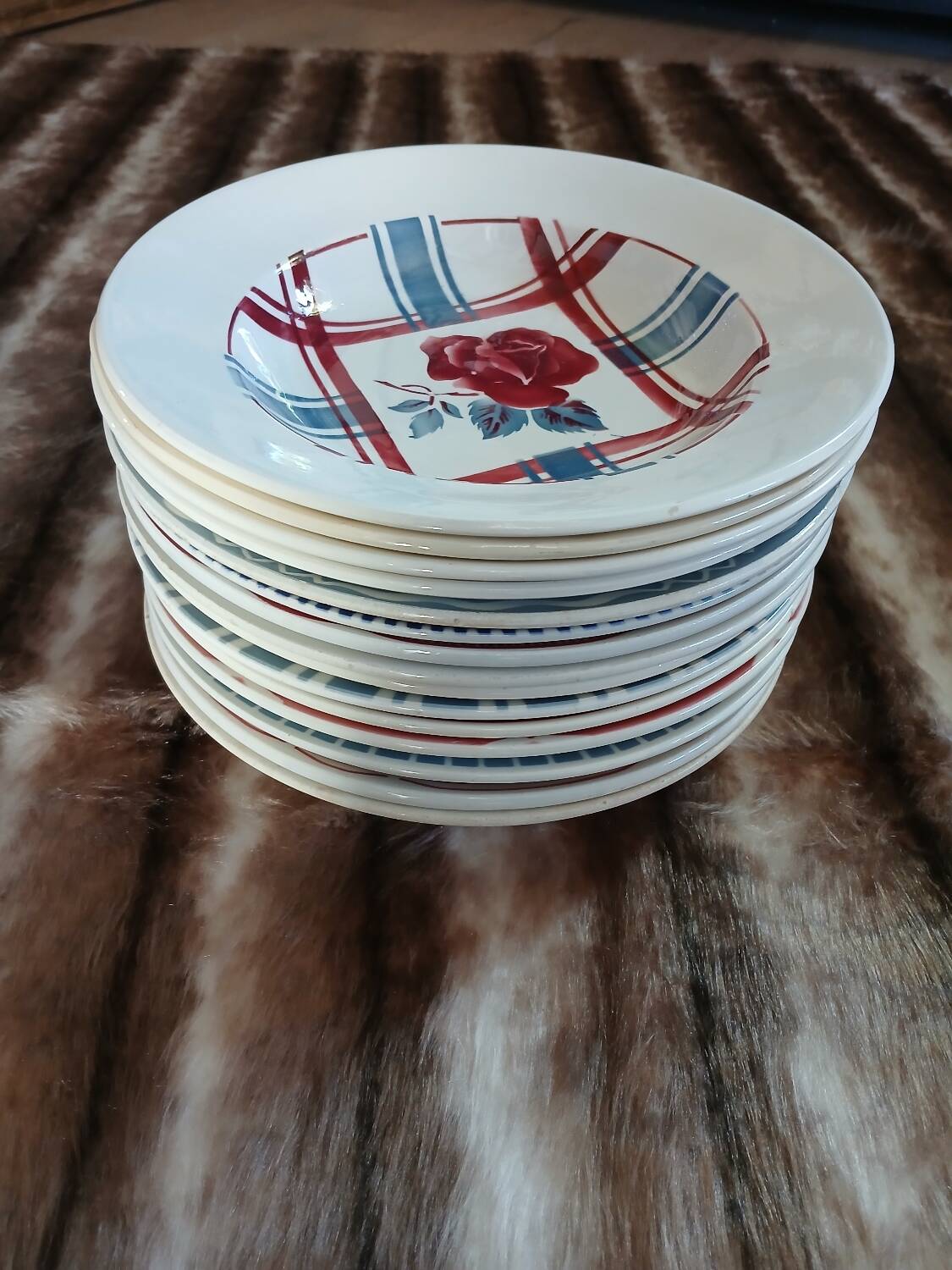 16 mismatched antique deep plates
