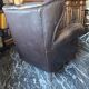 Italian leather bergère armchairs