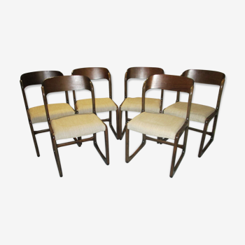 Suite 6 chaises traineau Baumann 1970