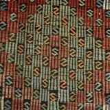 Burgundy & Green Turkish Vintage Kilim Rug